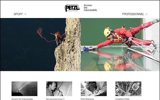 New website Petzl - accueil